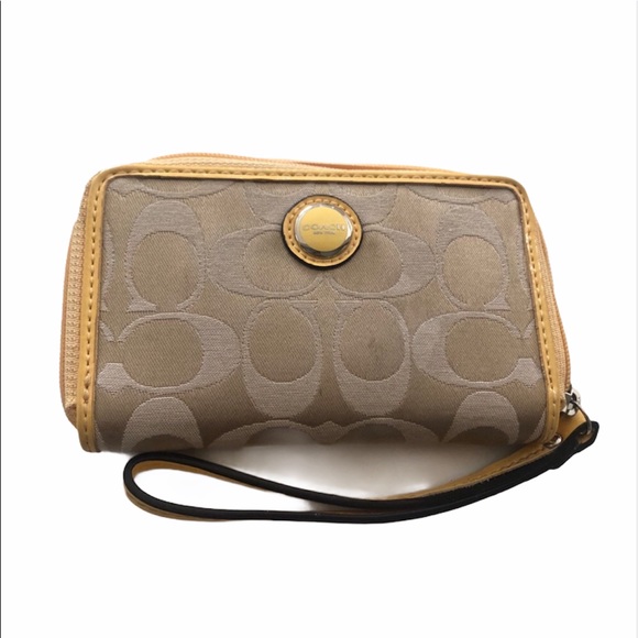 Coach Handbags - Coach signature tan wallet and wristlet